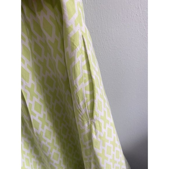 GAP Designed Crafted Eileen Small Lime Green Sun Dress Geometric V-Neck - Picture 5 of 7